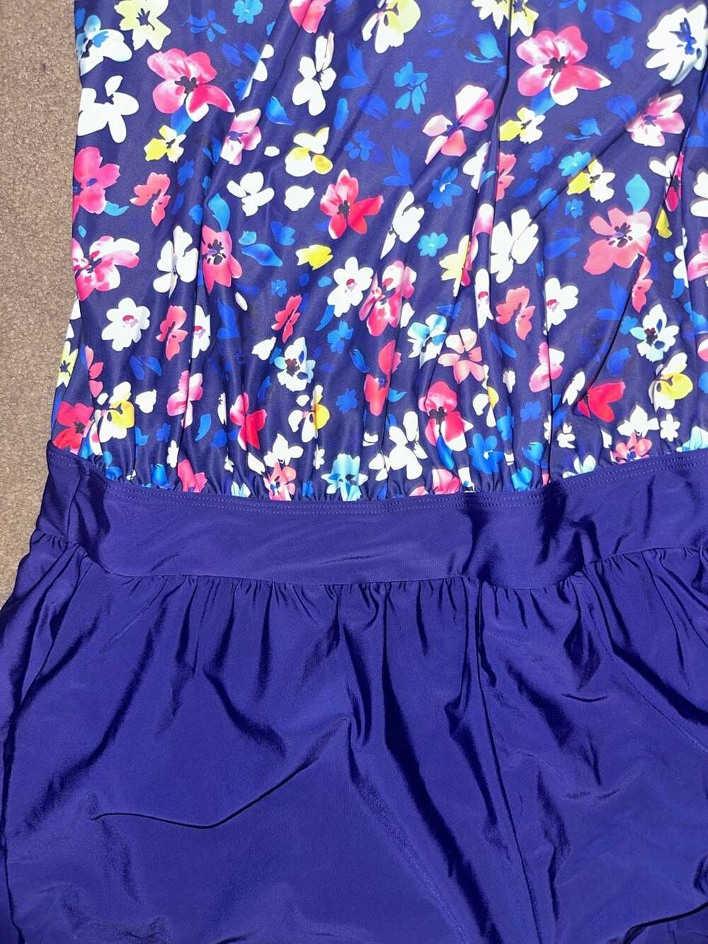 Plus Size 2x 18-20 BloomChic Floral Print Keyhole Pockets Swim Romper - Picture 11 of 14
